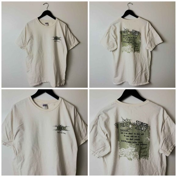 2007 Gildan Ride Sturgis Press Party T Shirt 00s Adult White L Large Graphic Tee - Picture 13 of 16